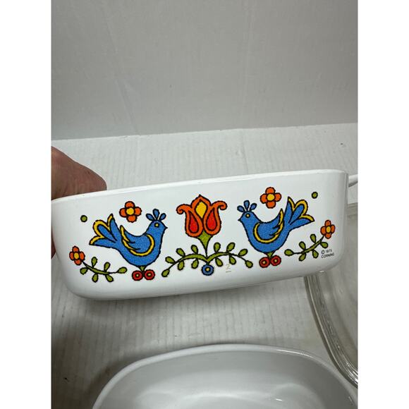 CorningWare Country Festival Blue Birds (2) 1QT Casserole Dishes (1) Lid A-1-B - Picture 4 of 7